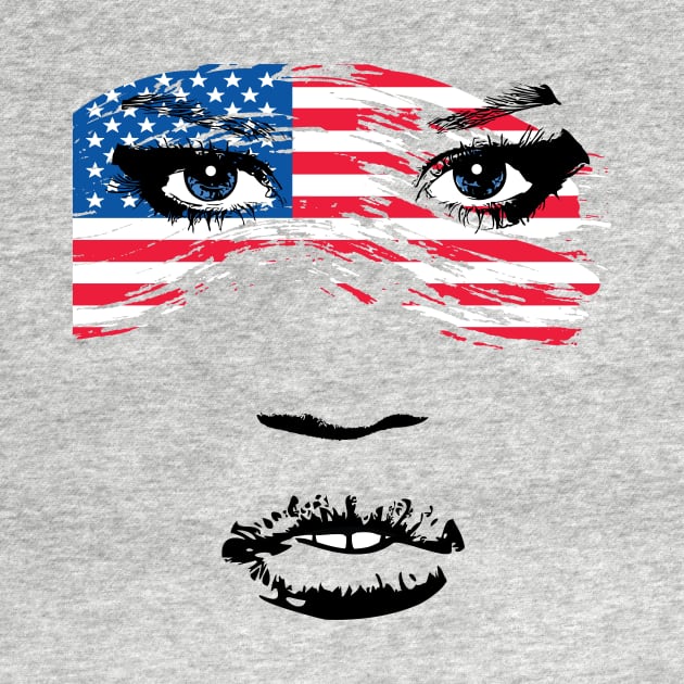 USA Patriot Woman Independence Face July 4th Flag by atomguy